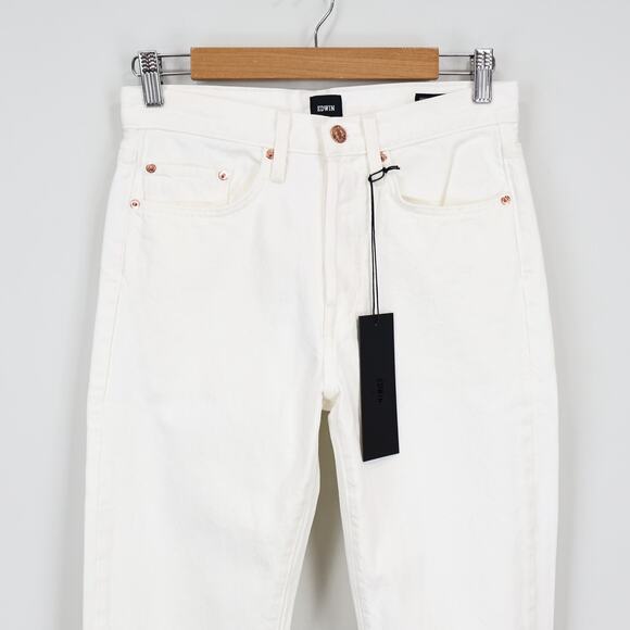 Edwin Hana Classic Straight Crop Button Fly Denim Jean White Noise Size 26 NWT - Picture 2 of 9